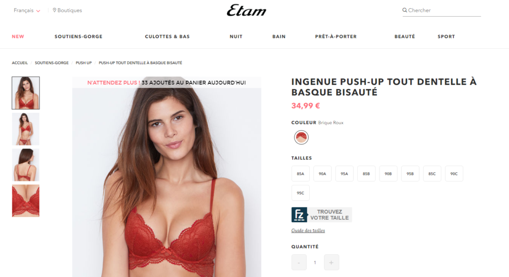 etam taille soutien gorge