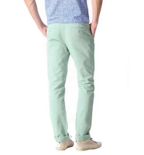 Pantalon chino en coton homme vert d eau photo back 493x530