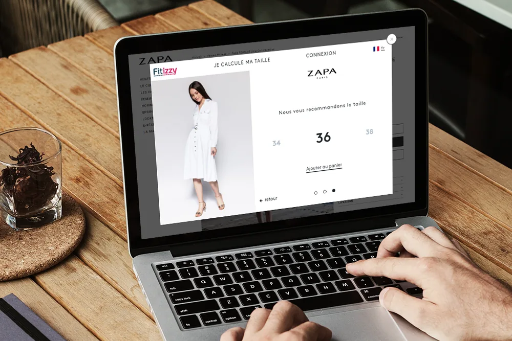 Le plugin Fitizzy ouvert sur une fiche produit, sur un ordinateur portable