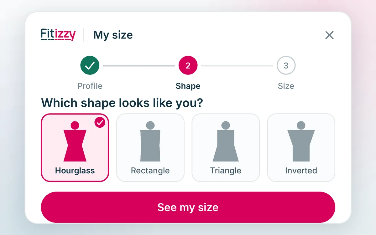The plugin’s second step: the shopper picks the body shape that looks like them
