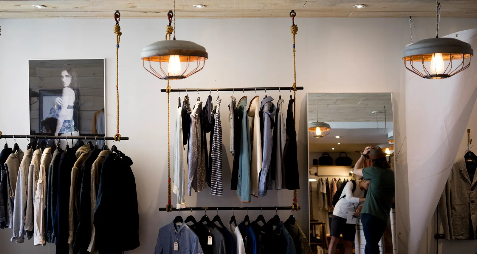 Clothing rails on a shop floor